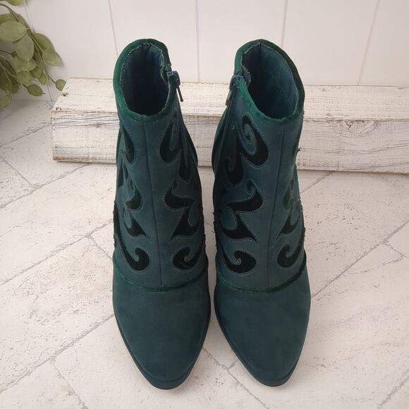 Cloudwalkers Dark Teal Green Broome Ankle Booties with Velvet Inset Size 9.5W - Picture 4 of 16
